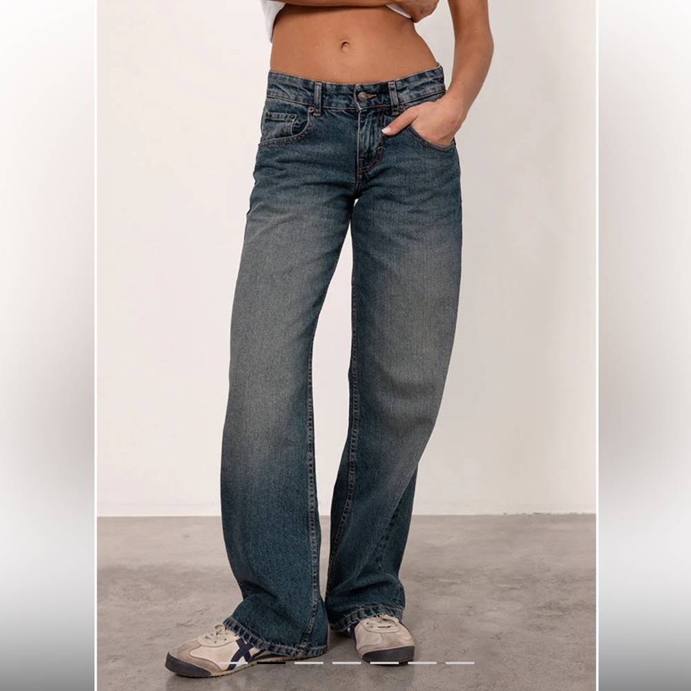 Motel Rocks Low Rise Parallel Jeans In Steel Blue - Picture 5 of 5